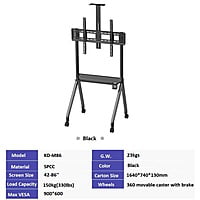 Mobile Stand For Interactive Whiteboards with Castors and Shelf